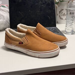 Boys Sherpa Lined Tan Slip On